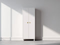 Armoire - Bois - 60 x 45 x 185 cm - Blanc-Doré - Épuré