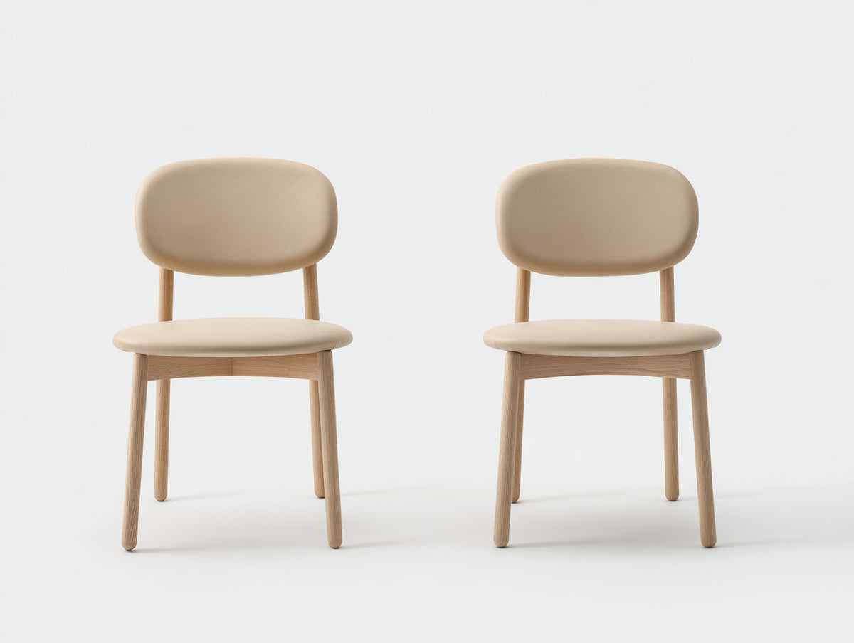Chaise de salle à manger - Similicuir-Bois - 52 x 49 x 81 cm - Beige-Bois clair - Scandinave