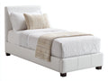 Lit simple - Similicuir - 210 x 105 x 110 cm - Blanc - Moderne