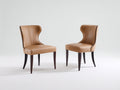 Chaise de salle à manger - Similicuir-Bois - 61 x 54 x 92 cm - Camel-Bois foncé - Élégant