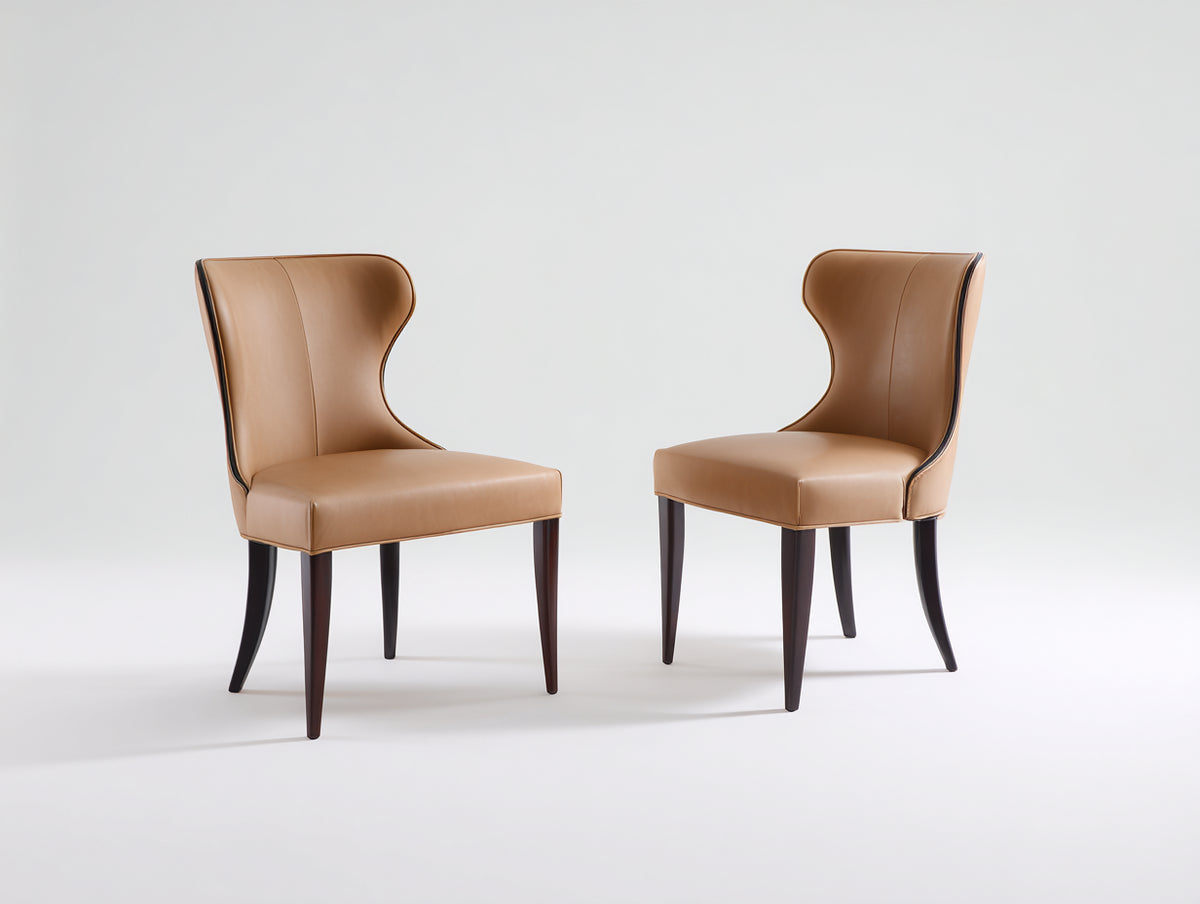 Chaise de salle à manger - Similicuir-Bois - 61 x 54 x 92 cm - Camel-Bois foncé - Élégant