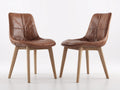 Chaise de salle à manger - Similicuir-Bois - 58 x 48 x 86 cm - Brun-Bois naturel - Moderne rétro