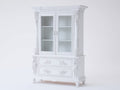 Vitrine - Bois-Verre - 116x47x194 cm - Blanc - Style classique ornementé