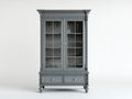 Vitrine - Bois-Verre - 102x44x190 cm - Gris ardoise - Style classique sculpté