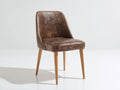 Chaise de salle à manger - Similicuir-Bois - 57 x 51 x 88 cm - Brun vieilli-Bois naturel - Industriel rétro