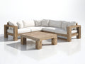 Canapé de jardin - Bois-Tissu - 268 x 268 x 76 cm - Chêne clair-Blanc - Style rustique