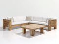 Canapé de jardin - Bois-Tissu - 286 x 286 x 77 cm - Bois naturel-Blanc cassé - Style rustique