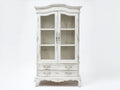 Vitrine - Bois-Verre - 101x45x188 cm - Blanc cassé - Style romantique