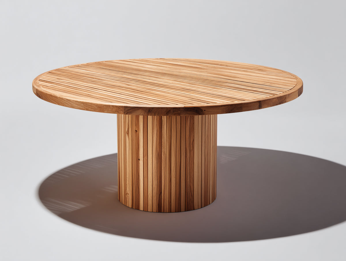 Table de jardin - Bois - 130 x 130 x 76 cm - Bois naturel - Contemporain