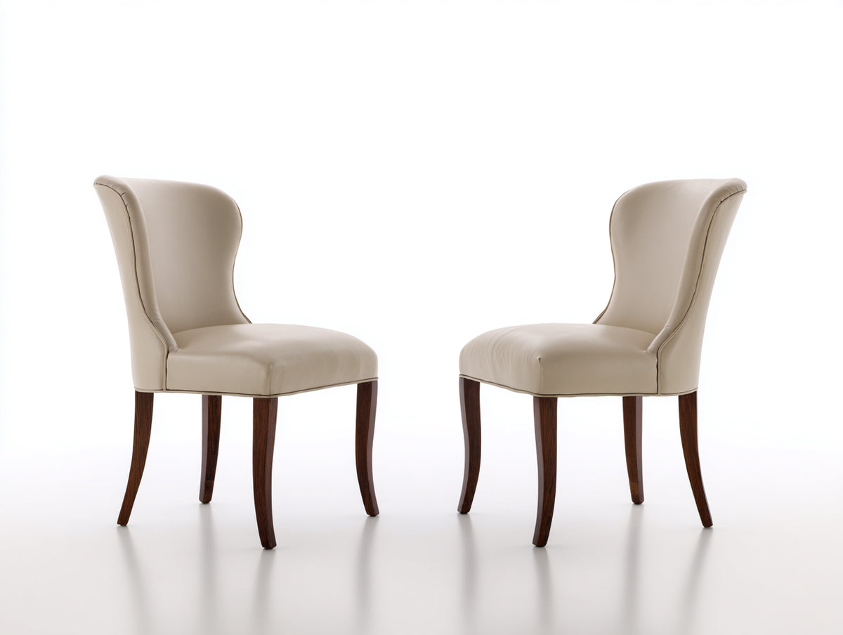 Chaise de salle à manger - Similicuir-Bois - 59 x 52 x 91 cm - Crème-Bois foncé - Classique