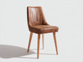 Chaise de salle à manger - Similicuir-Bois - 56 x 50 x 89 cm - Brun cognac-Bois naturel - Vintage
