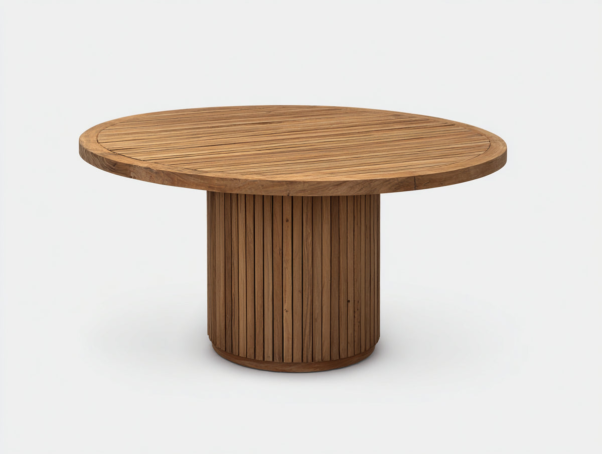 Table de jardin - Bois - 125 x 125 x 76 cm - Bois brun naturel - Rustique