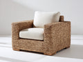 Fauteuil de jardin - fibre végétale tressée-tissu - 98x91x84 cm - naturel-écru - style naturel