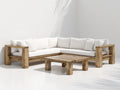 Canapé de jardin - Bois-Tissu - 276 x 276 x 75 cm - Bois vieilli-Blanc cassé - Style rustique