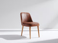 Chaise de salle à manger - Similicuir-Bois - 55 x 49 x 87 cm - Brun-Bois naturel - Moderne