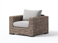 Fauteuil de jardin - résine tressée-tissu - 96x89x84 cm - brun taupe-gris clair - style contemporain